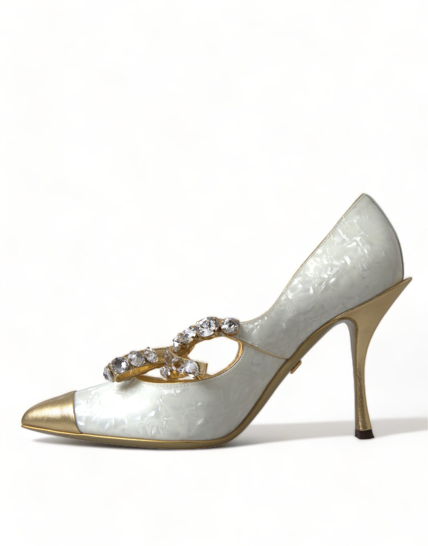 Dolce & Gabbana White Mary Jane Crystal Pearl Pumps Shoes