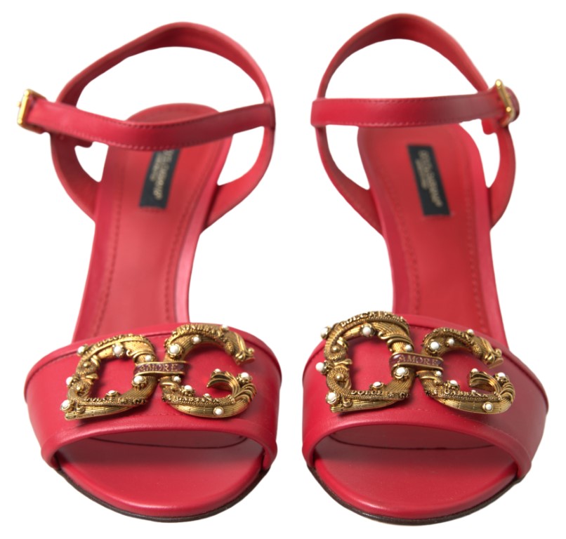 Dolce & Gabbana Red Ankle Strap Stiletto Heels Sandals Shoes