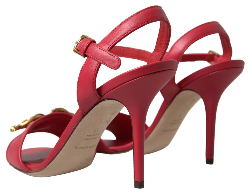 Dolce & Gabbana Red Ankle Strap Stiletto Heels Sandals Shoes