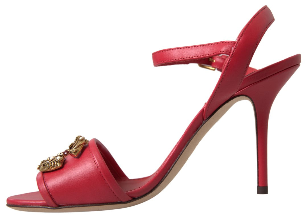 Dolce & Gabbana Red Ankle Strap Stiletto Heels Sandals Shoes