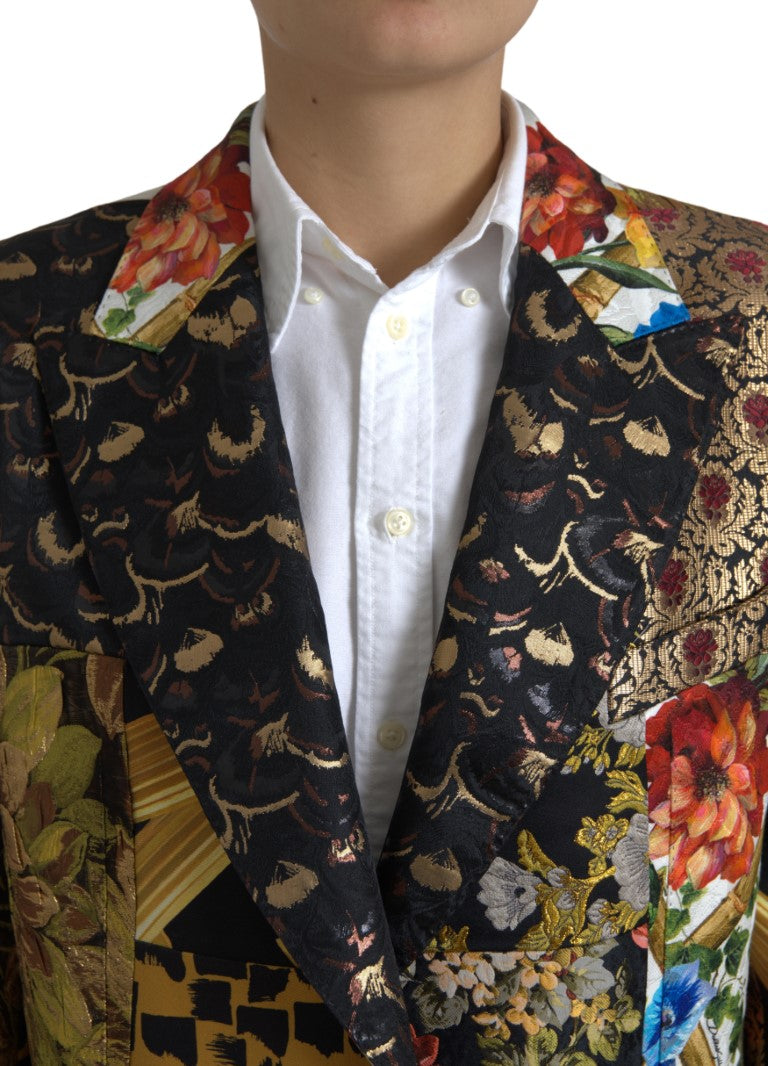 Dolce & Gabbana Multicolor Patchwork Jacquard Coat Blazer