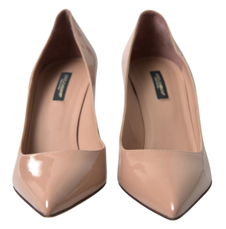 Dolce & Gabbana Beige Leather Pumps Patent Heels Shoes