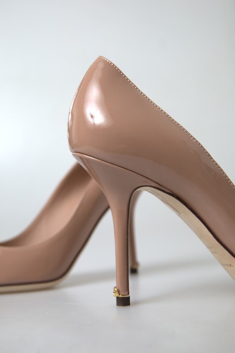 Dolce & Gabbana Beige Leather Pumps Patent Heels Shoes