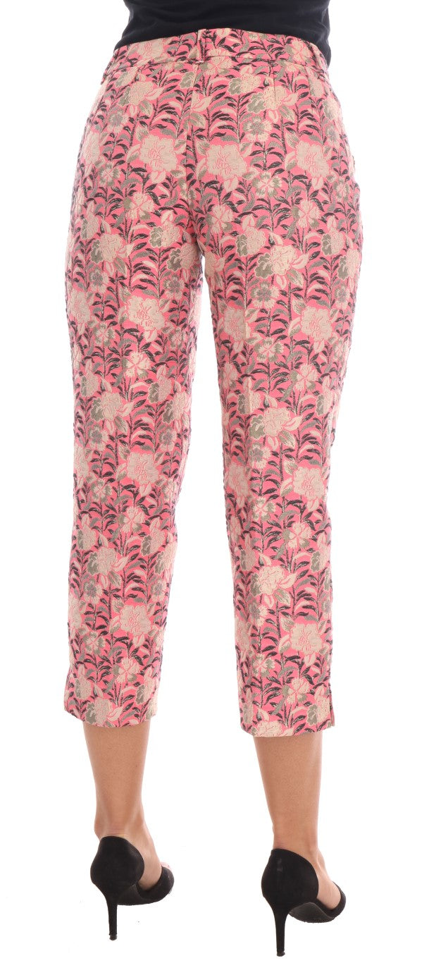 Dolce & Gabbana Pink Floral Brocade Capri Pants