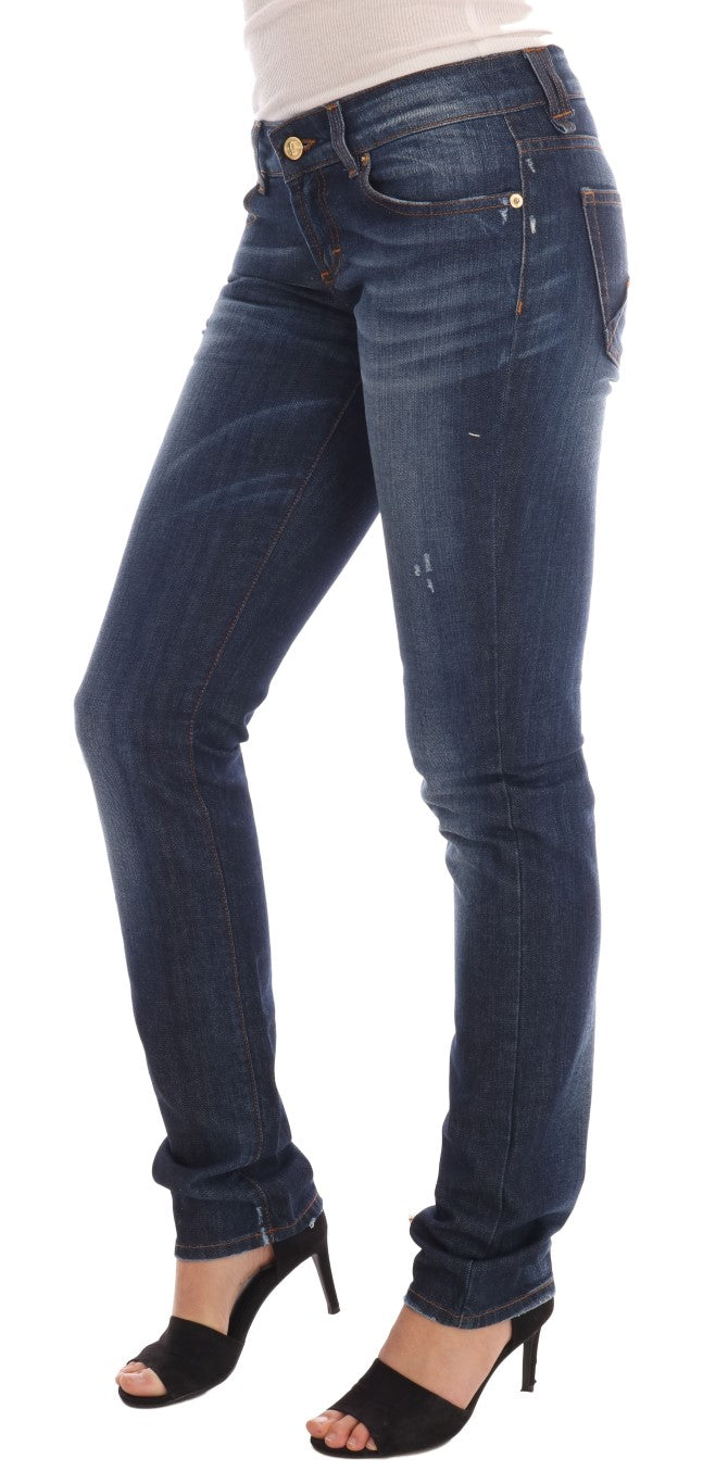 John Galliano Blue Wash Cotton Stretch Skinny Low Jeans