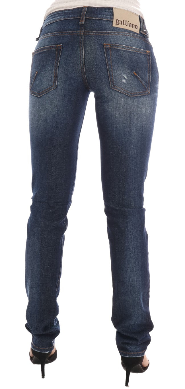 John Galliano Blue Wash Cotton Stretch Skinny Low Jeans