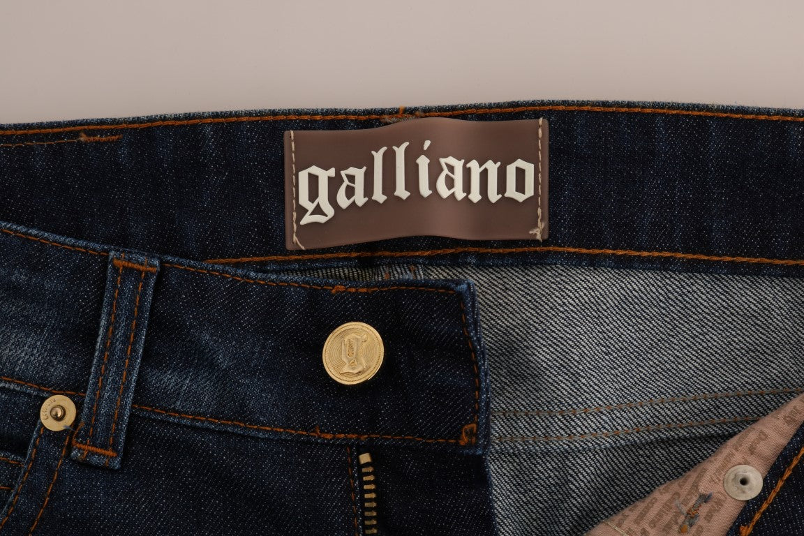 John Galliano Blue Wash Cotton Stretch Skinny Low Jeans