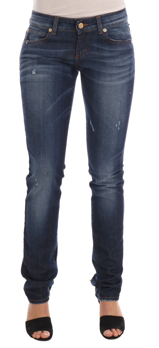 John Galliano Blue Wash Cotton Stretch Skinny Low Jeans