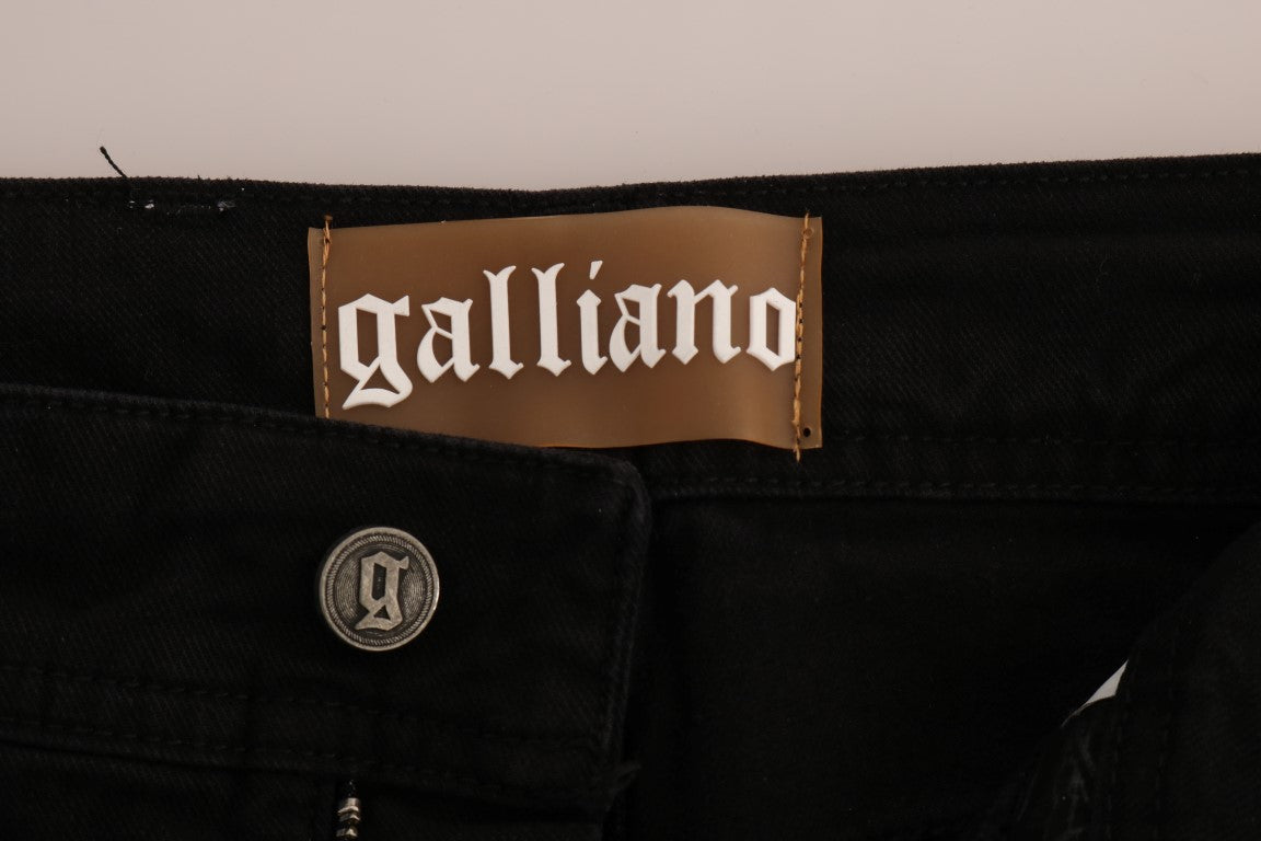 John Galliano Black Cotton Denim Stretch Regular Fit Jeans