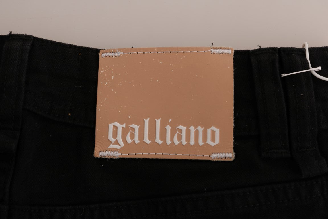 John Galliano Black Cotton Denim Stretch Regular Fit Jeans