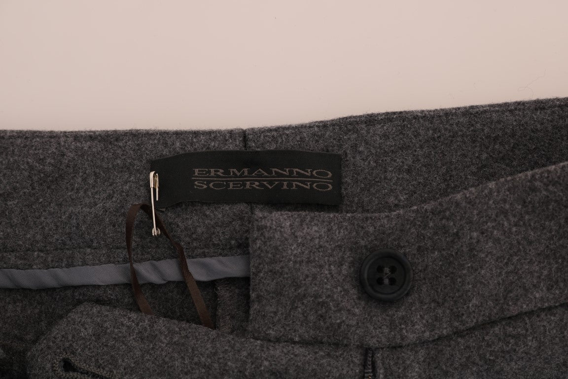 Ermanno Scervino Gray Wool Stretch Slim Pants