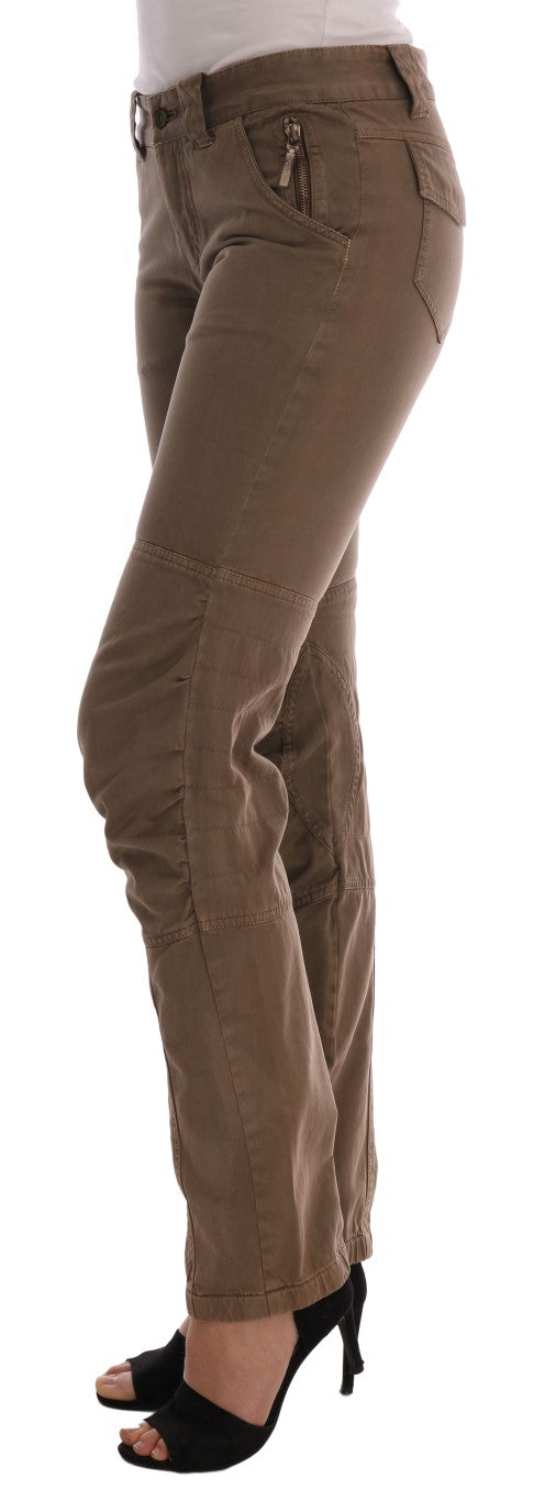 Ermanno Scervino Brown Cotton Casual Slim Fit Pants