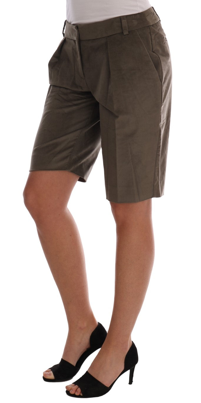 Ermanno Scervino Brown Velvet Bermuda Shorts