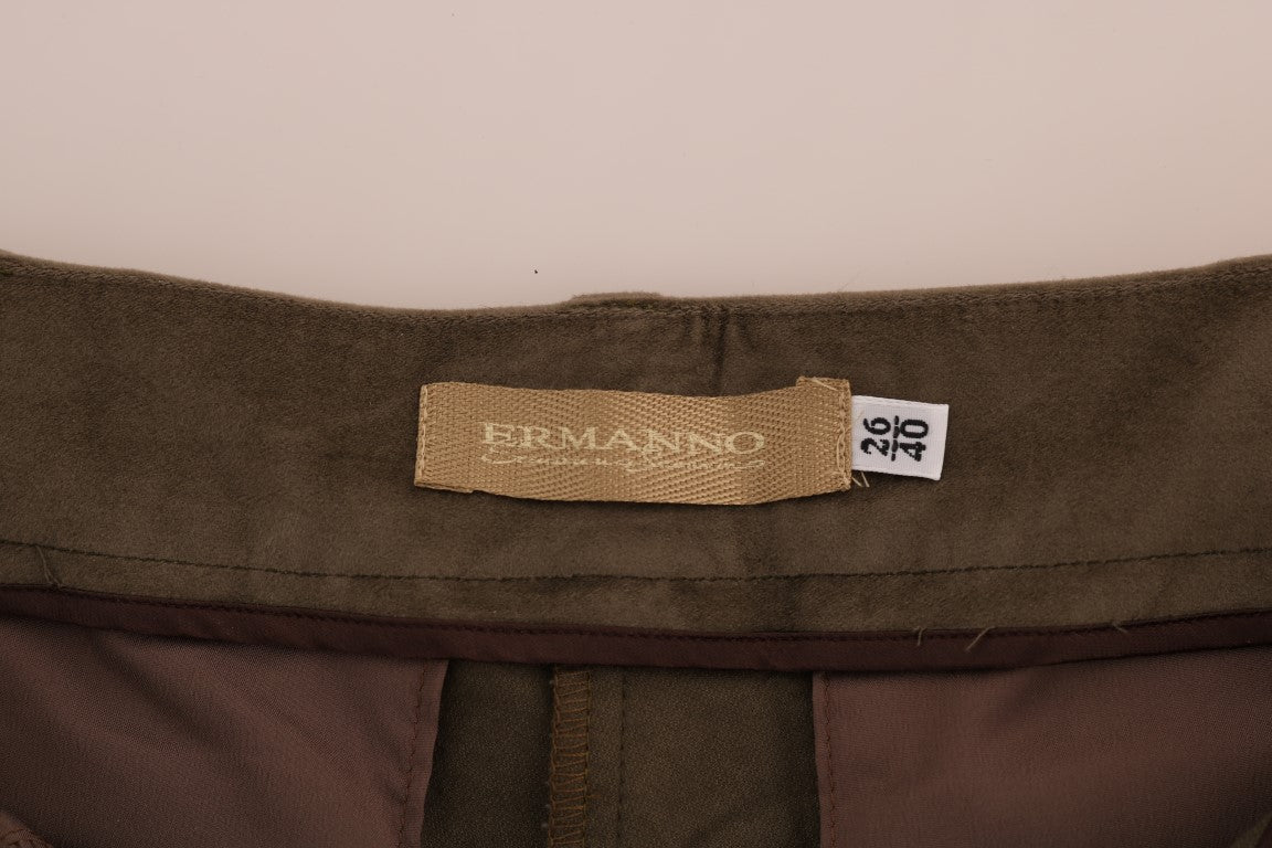 Ermanno Scervino Brown Velvet Bermuda Shorts