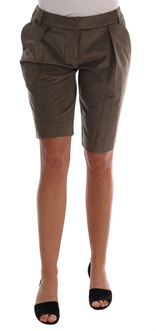 Ermanno Scervino Brown Velvet Bermuda Shorts