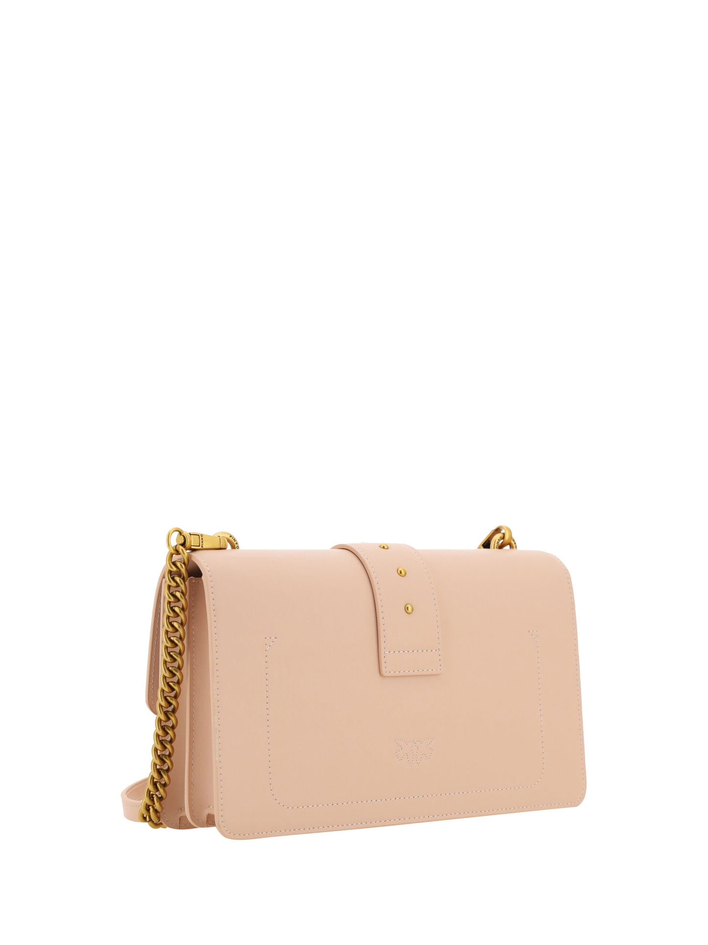 PINKO Pink Calf Leather Love One Classic Shoulder Bag