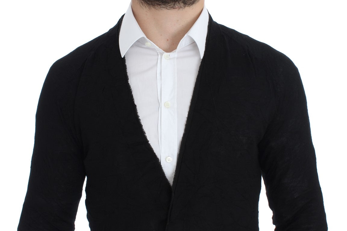 Costume National Black Fine Wool Button Cardigan