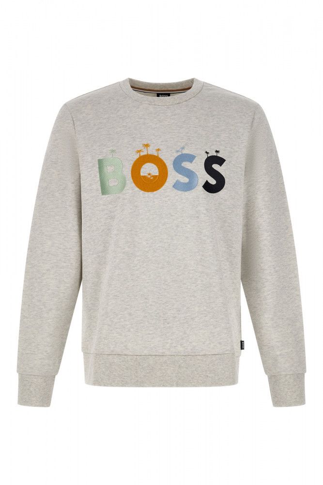 Hugo Boss Grey Cotton Logo Details Sweatshirt