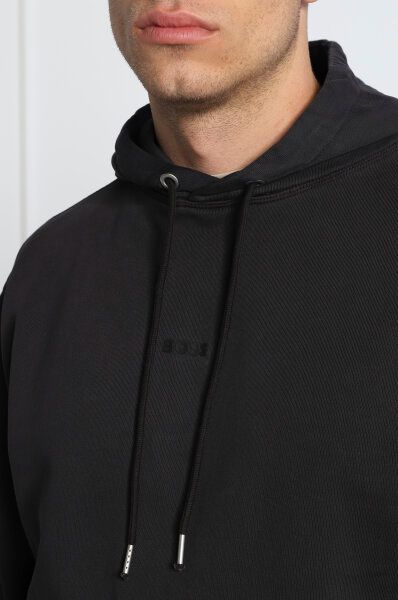 Hugo Boss Dark Blue Cotton Logo Details Hooded Sweatshirt