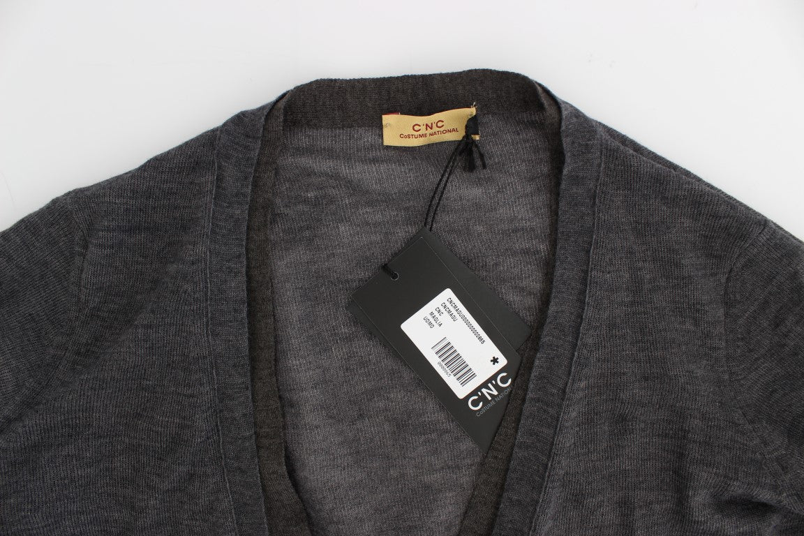 Costume National Gray Wool Button Cardigan Sweater