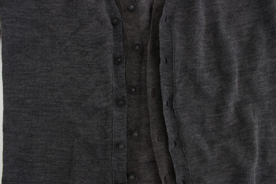 Costume National Gray Wool Button Cardigan Sweater