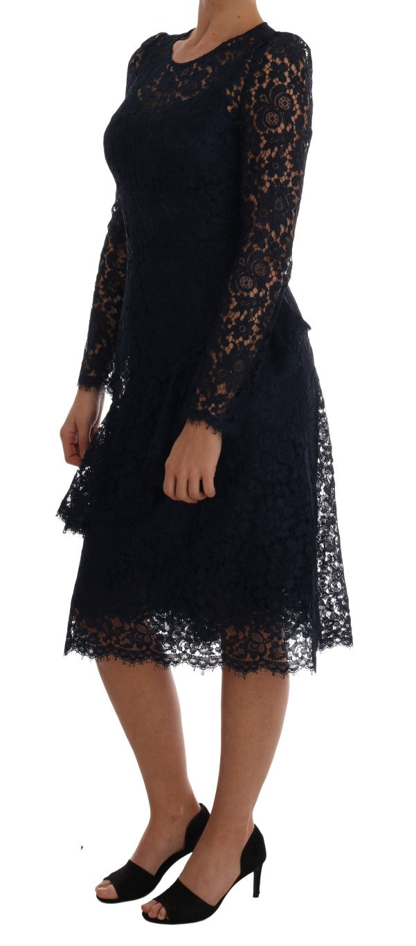 Dolce & Gabbana Blue Taormina Floral Lace Sheath Dress