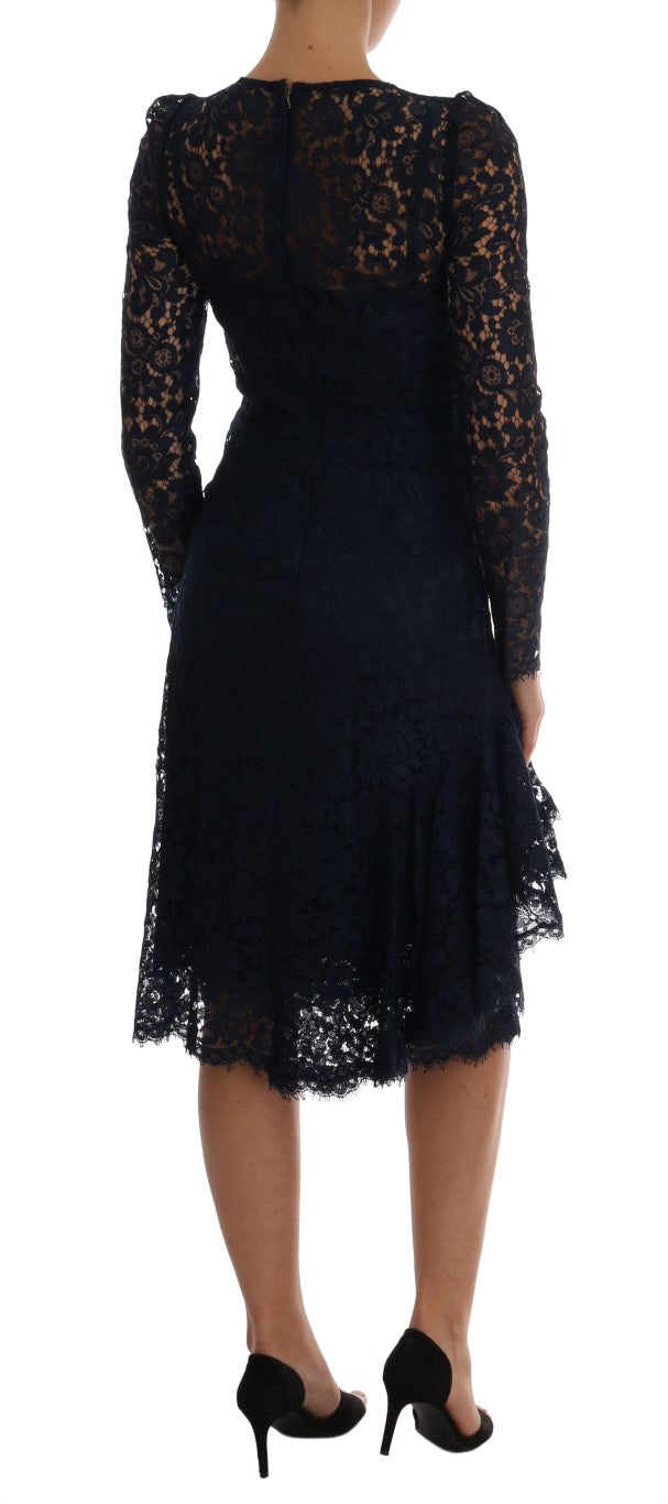 Dolce & Gabbana Blue Taormina Floral Lace Sheath Dress