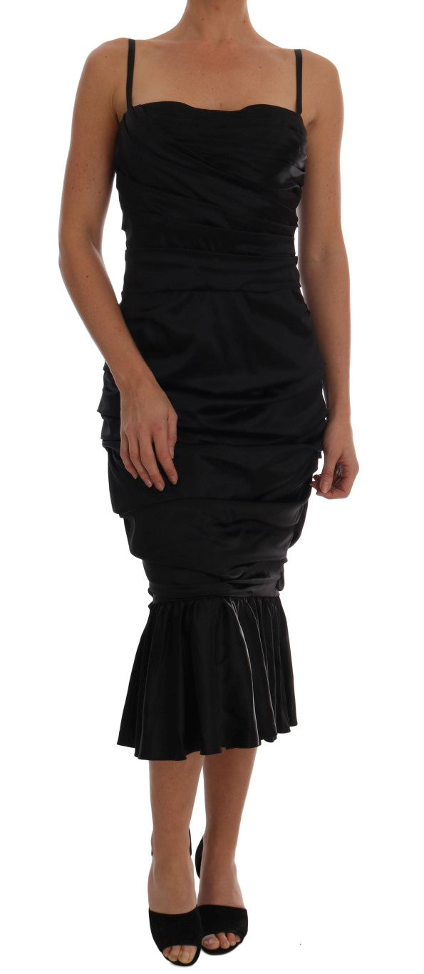 Dolce & Gabbana Black Mermaid Ruched Gown Dress