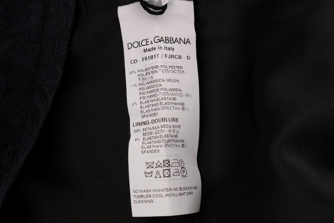 Dolce & Gabbana Black Blue Flare Mini Dress