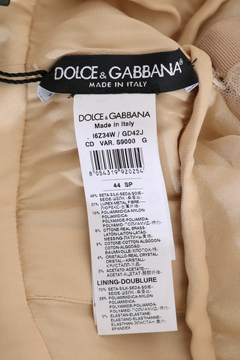 Dolce & Gabbana Gold Silk Crystal Embellished Dress