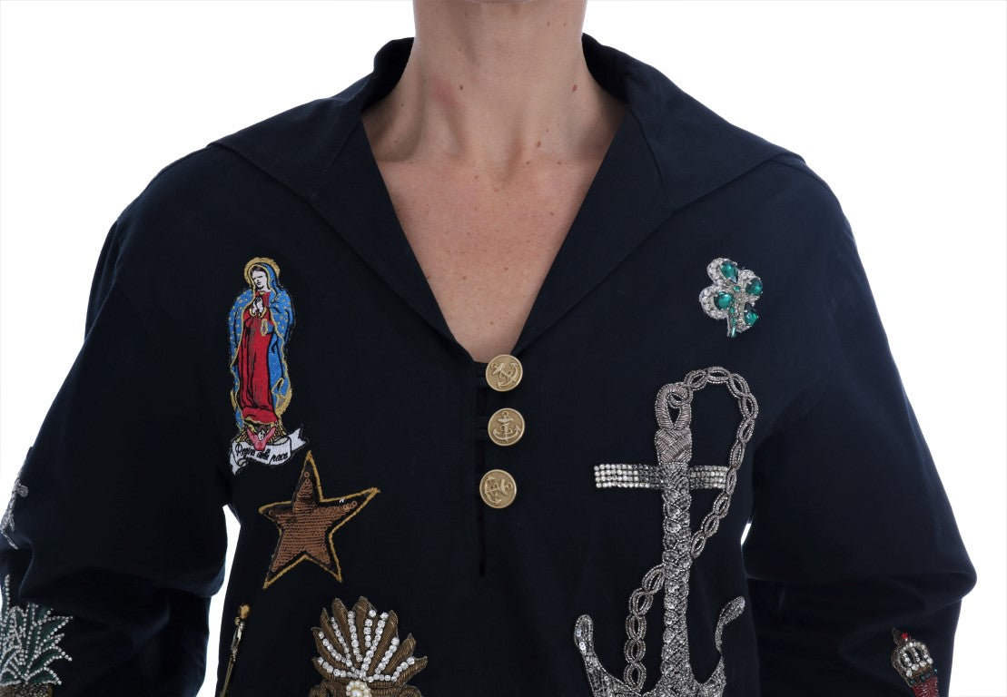 Dolce & Gabbana Blue Crystal MAMMA Sicily Jacket