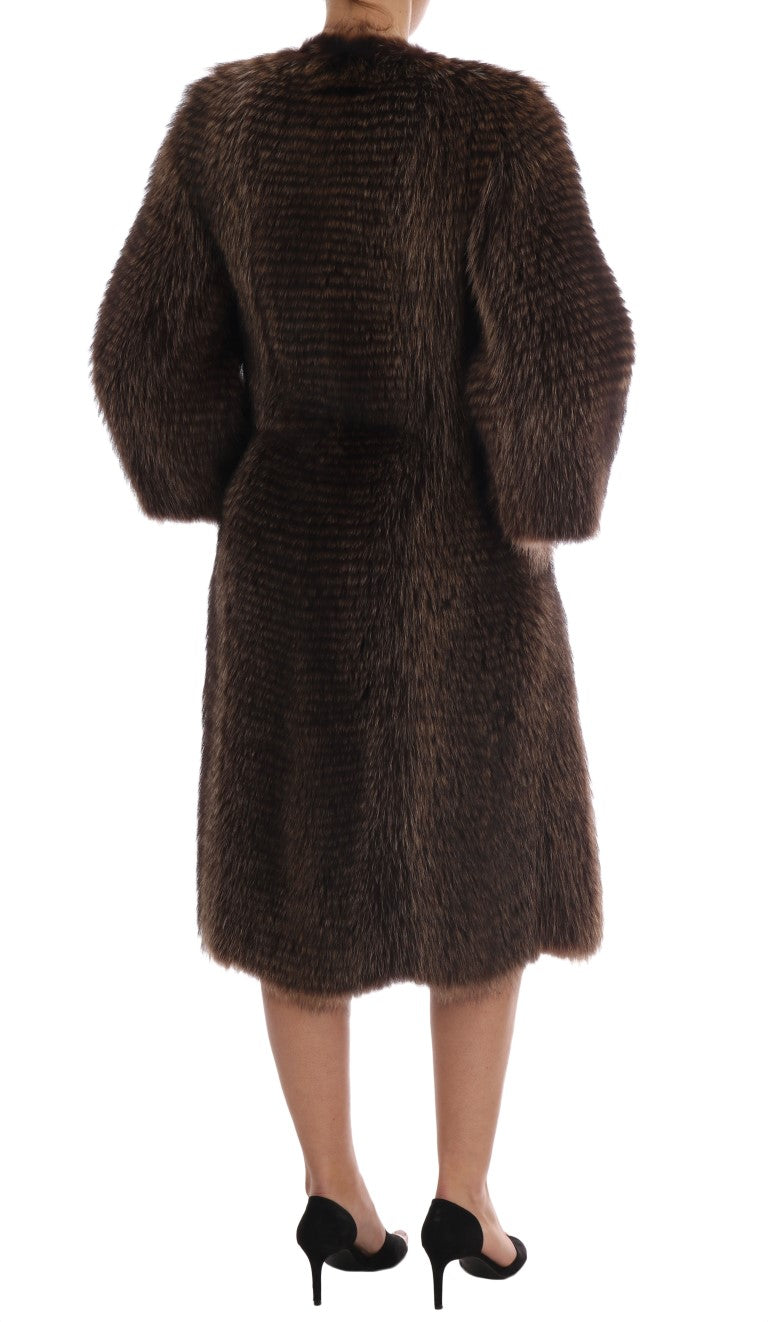 Dolce & Gabbana Brown Raccoon Fur Coat Jacket