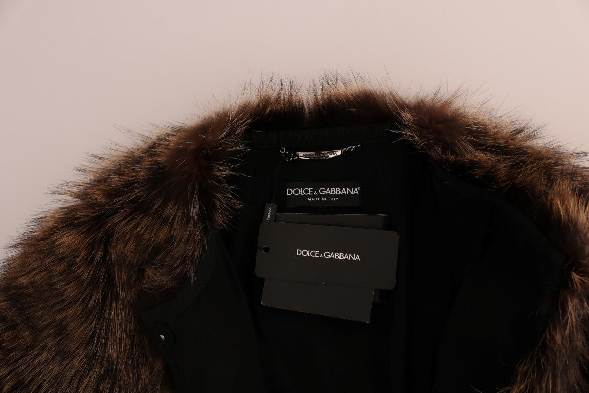 Dolce & Gabbana Brown Raccoon Fur Coat Jacket