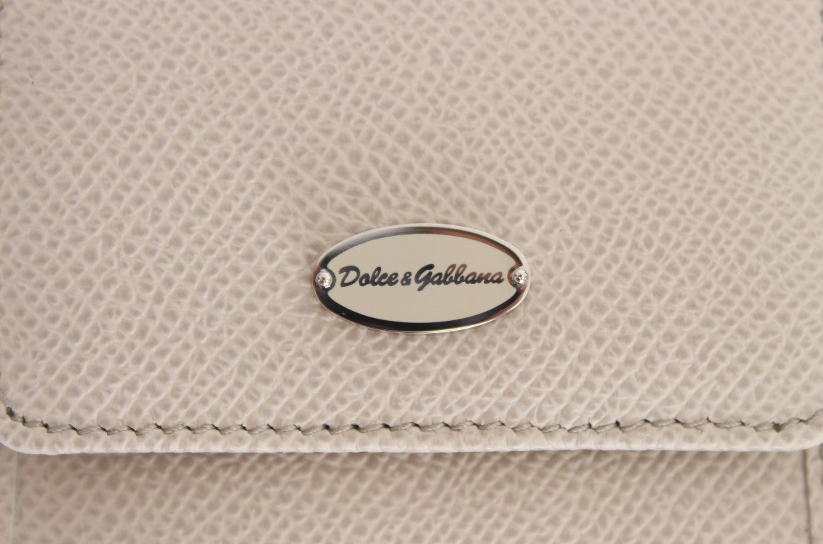 Dolce & Gabbana White Dauphine Leather Case Wallet