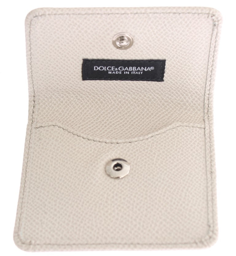 Dolce & Gabbana White Dauphine Leather Case Wallet