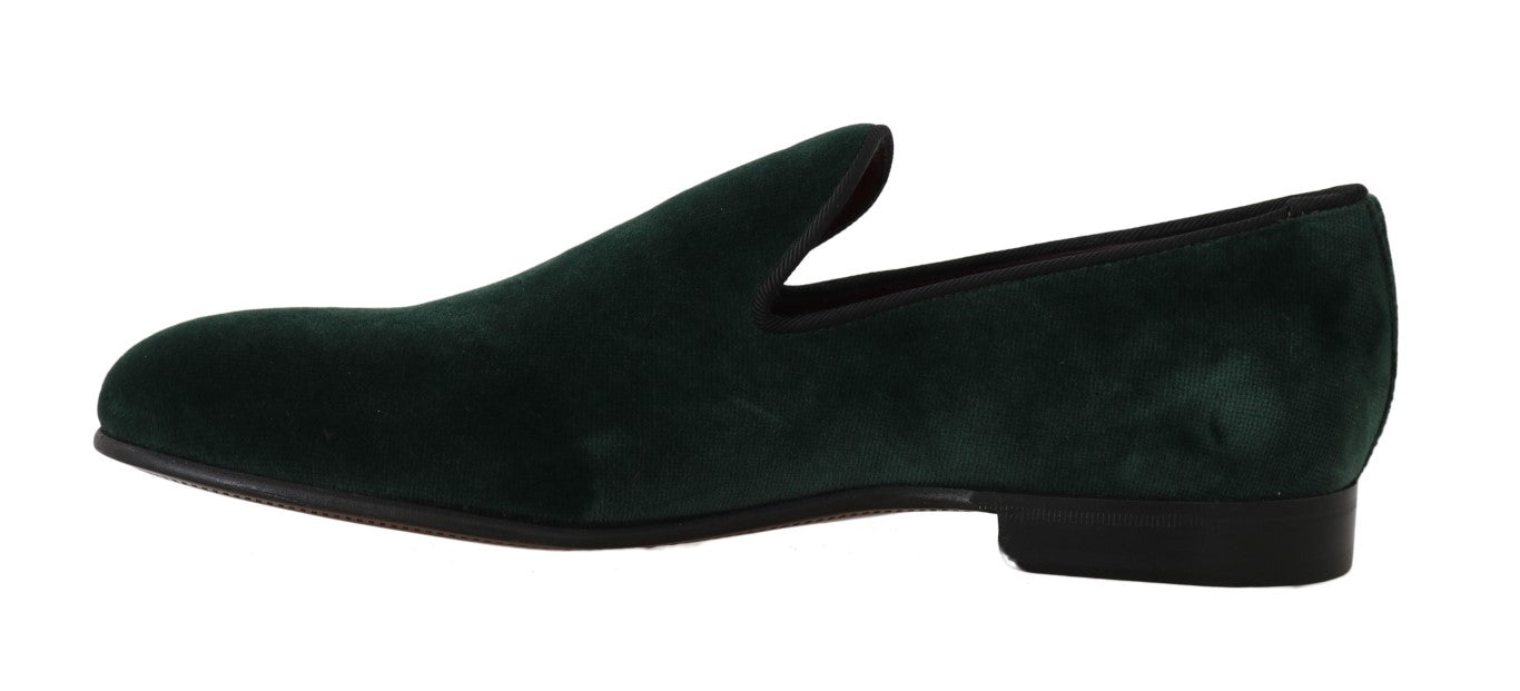 Dolce & Gabbana Green Suede Leather Slippers Loafers