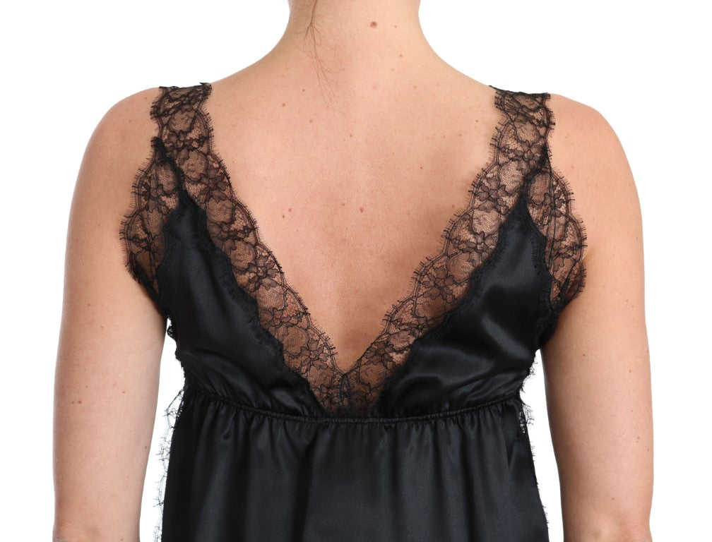 Dolce & Gabbana Lingerie Cami Black Lace Silk Stretch