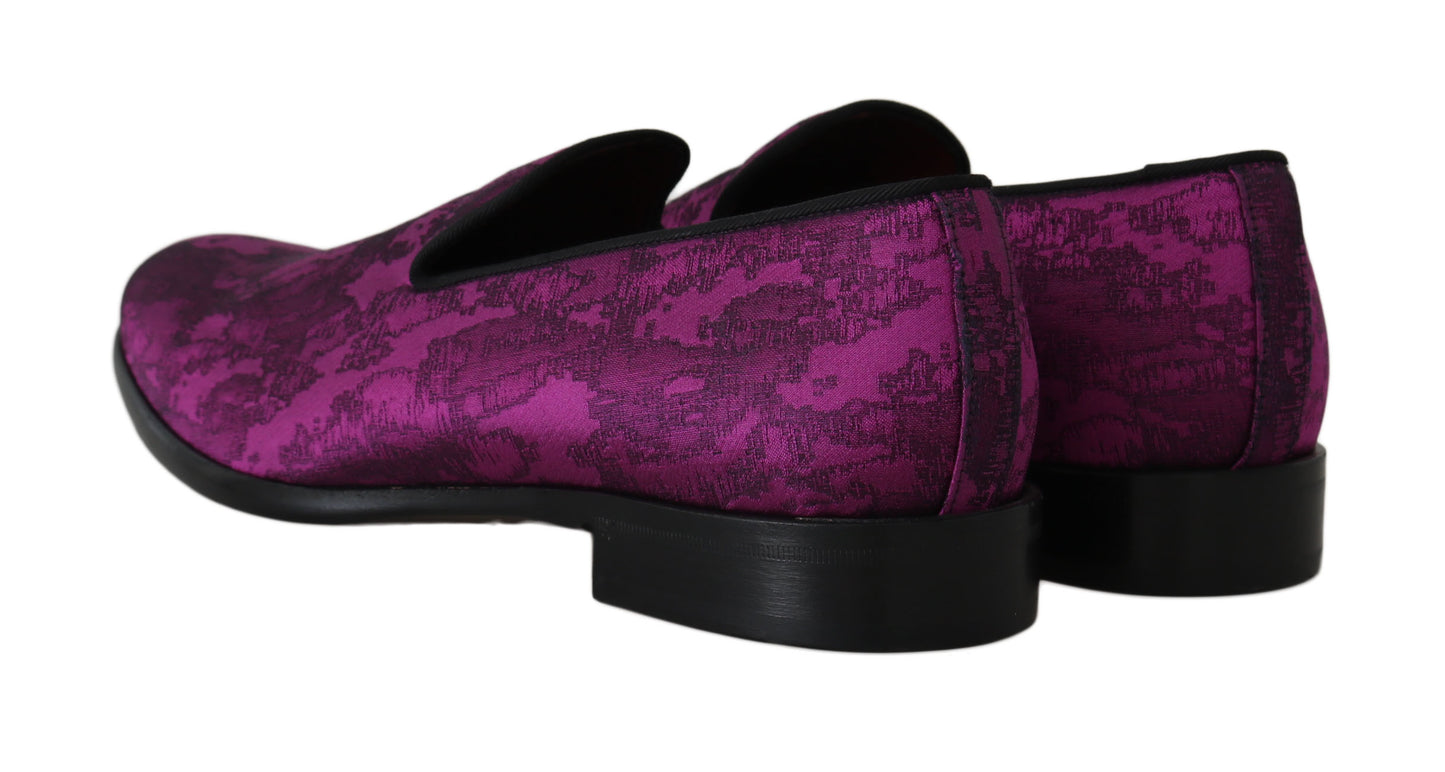 Dolce & Gabbana Purple Jacquard Loafers Dress Formal Shoes