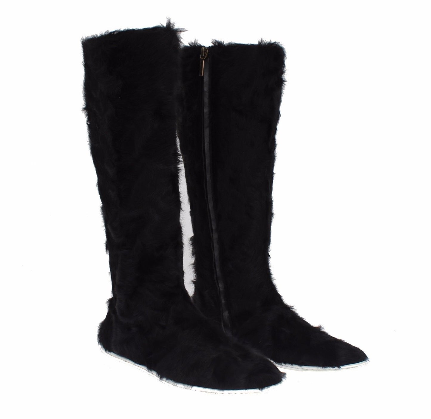 Dolce & Gabbana Black Xiangao Lamb Fur Leather Boots