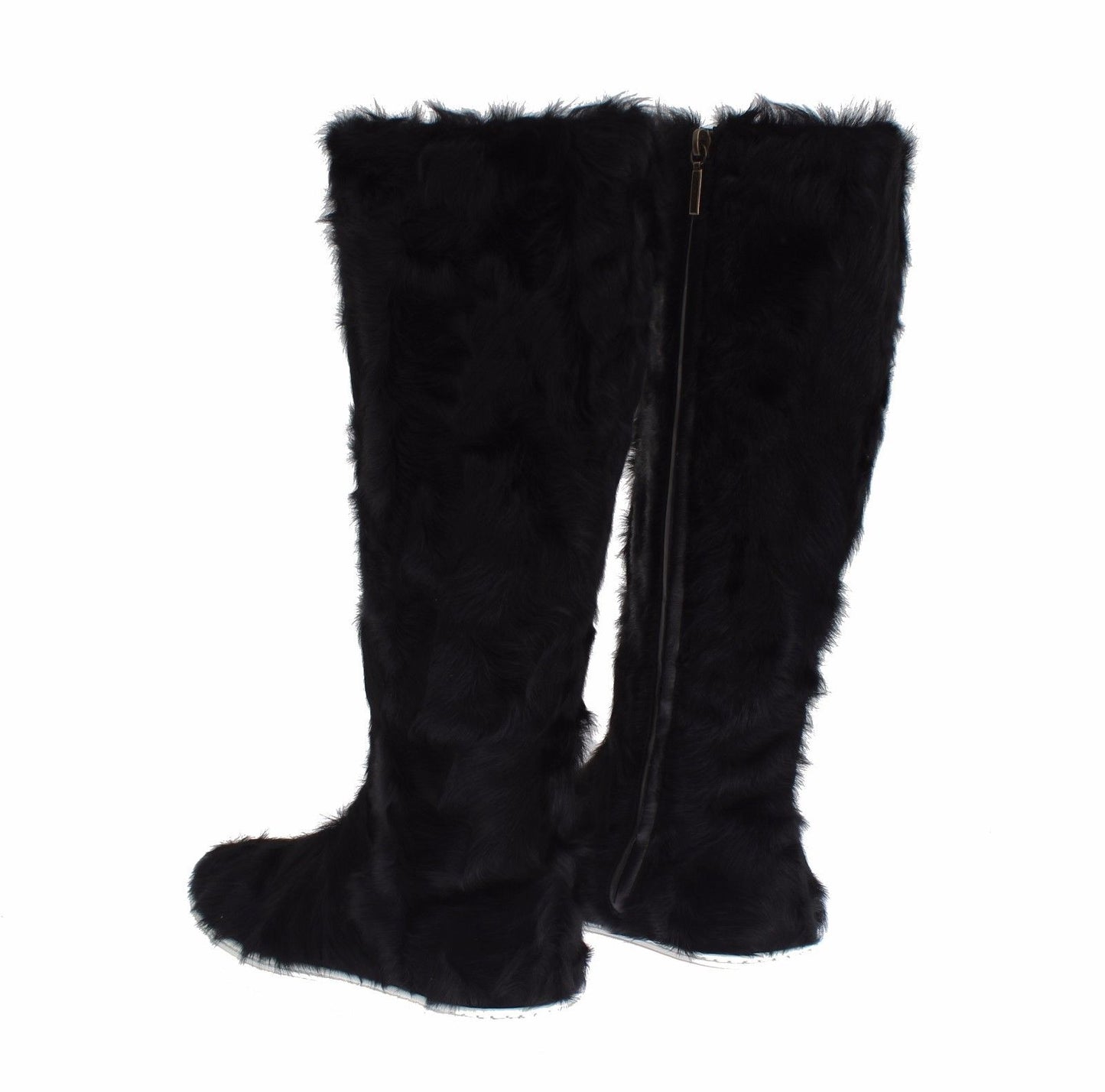 Dolce & Gabbana Black Xiangao Lamb Fur Leather Boots