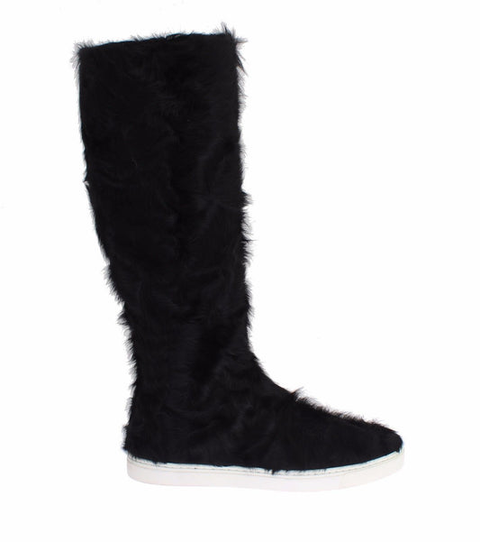 Dolce & Gabbana Black Xiangao Lamb Fur Leather Boots