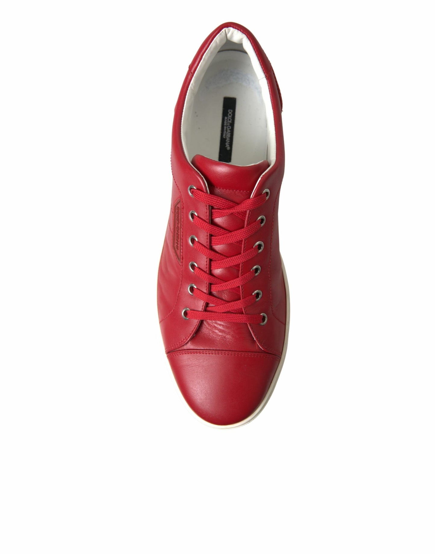 Dolce & Gabbana Shoes Red Portofino Leather Low Top Mens Sneakers