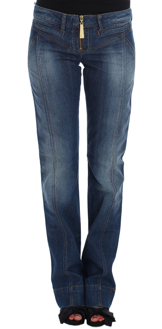 Cavalli Blue Wash Cotton Stretch Boot Cut Jeans