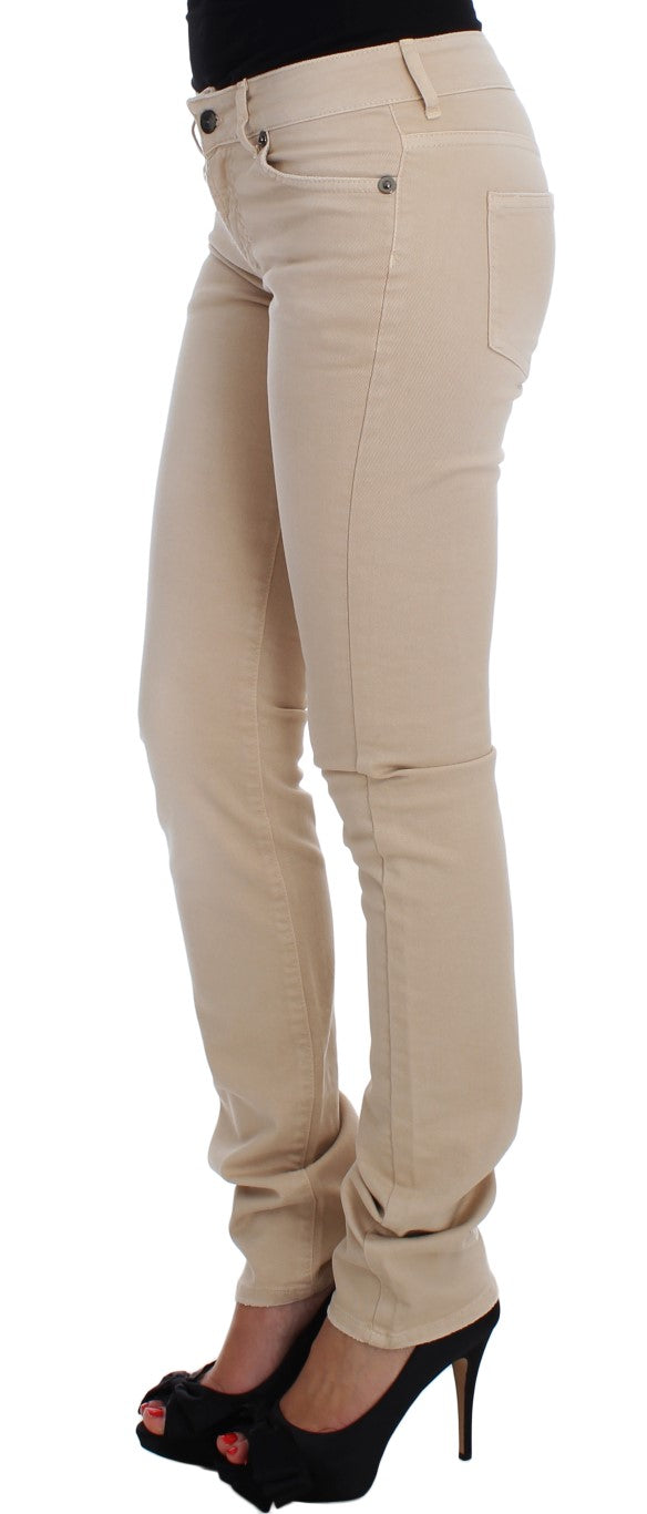 Cavalli Beige Wash Slim Fit Cotton Stretch Jeans