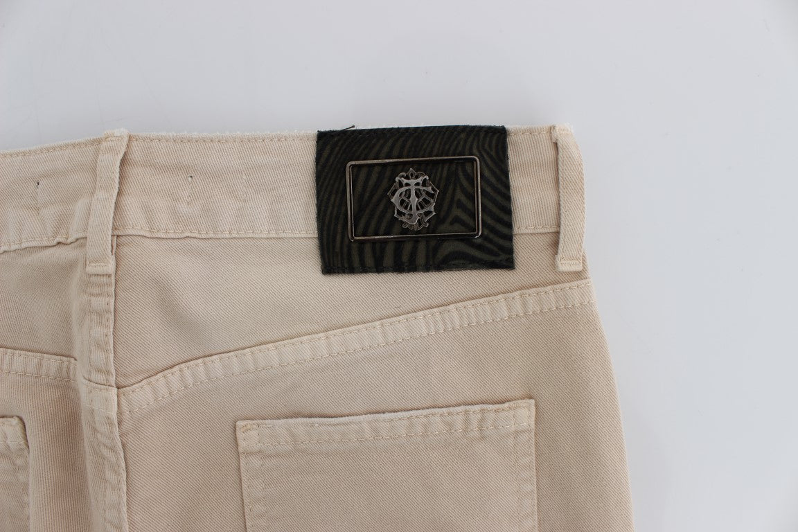 Cavalli Beige Wash Slim Fit Cotton Stretch Jeans