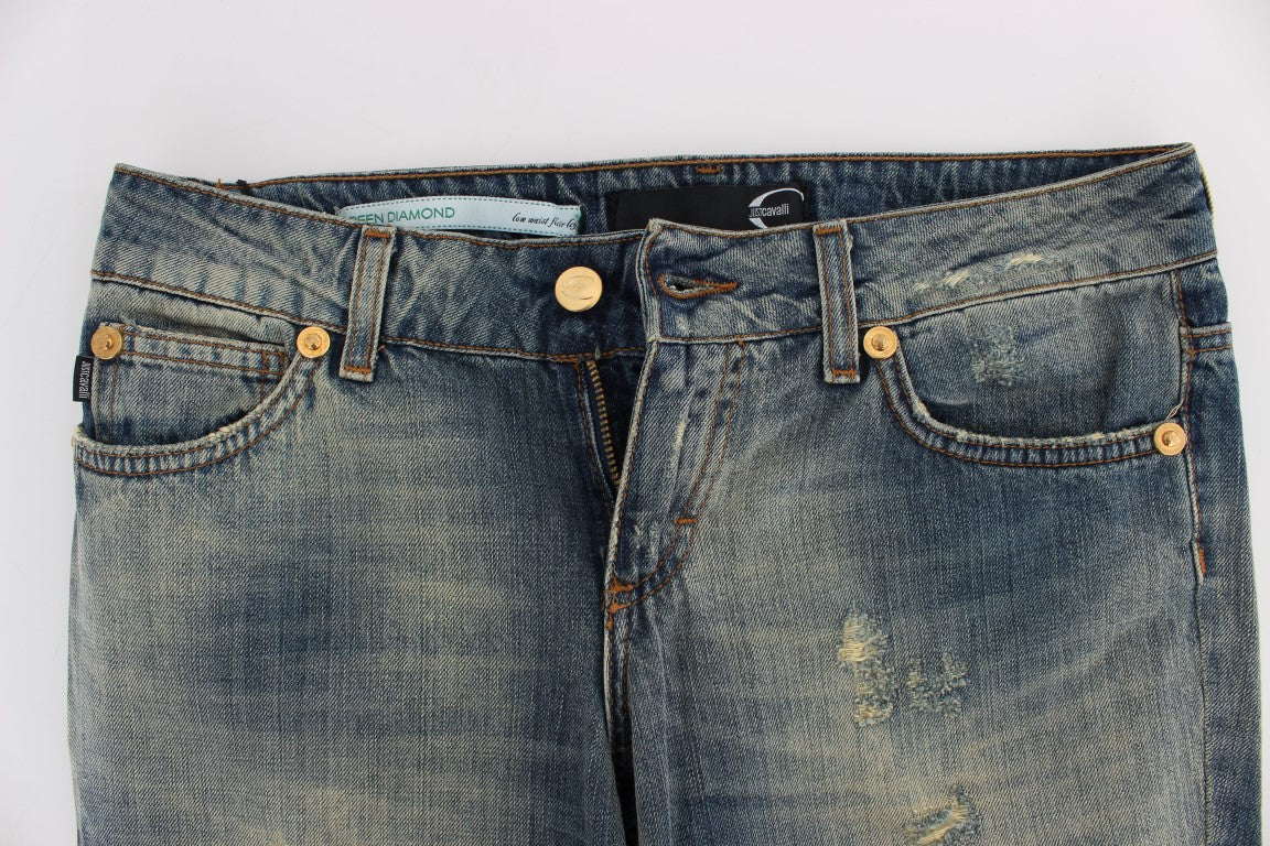 Cavalli Blue Cotton Low Waist Jeans