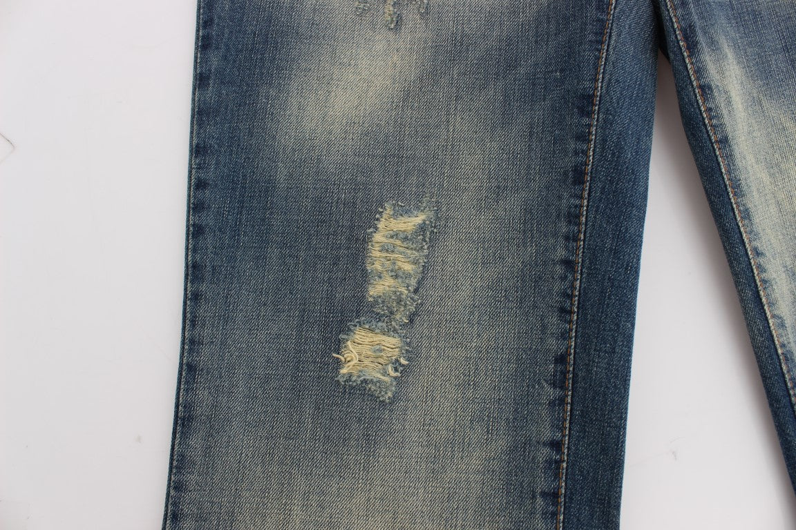 Cavalli Blue Cotton Low Waist Jeans