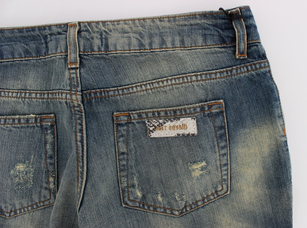 Cavalli Blue Cotton Low Waist Jeans