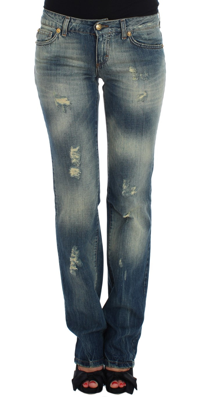 Cavalli Blue Cotton Low Waist Jeans