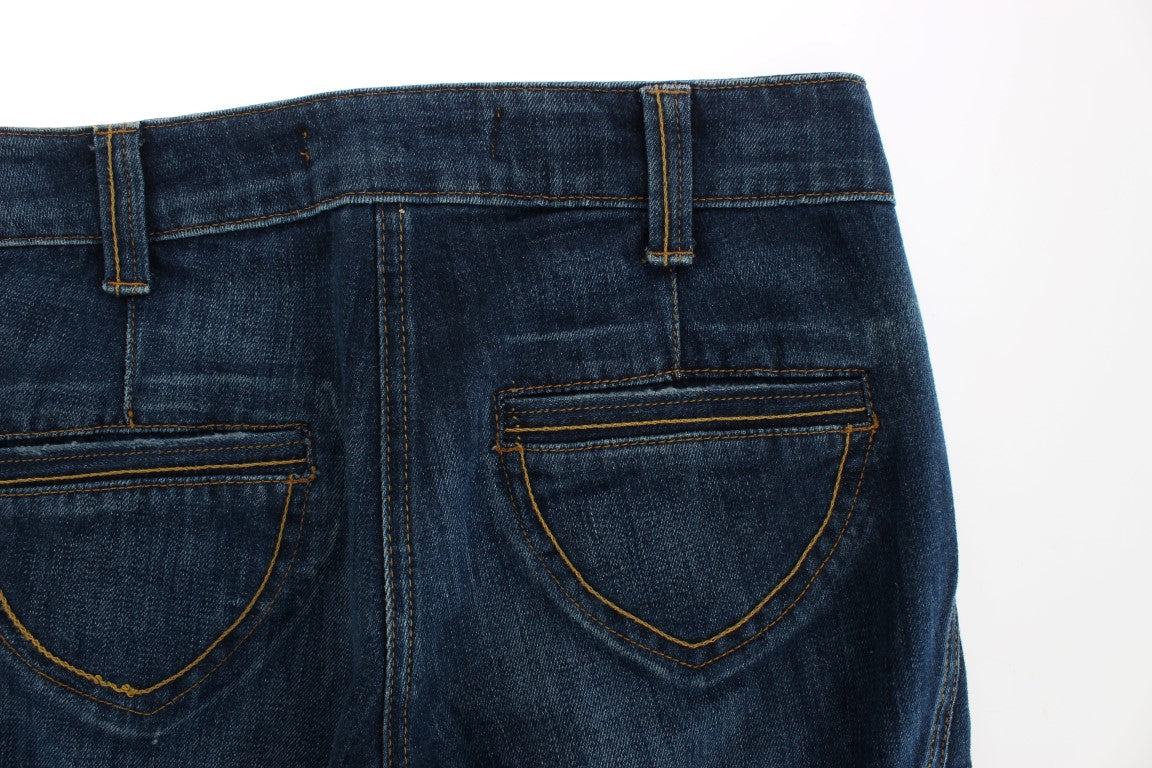 Cavalli Blue Cotton Stretch Low Waist Jeans